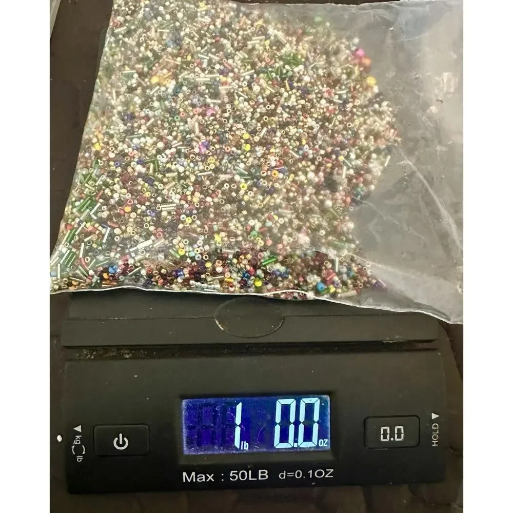 1LB Lot of Loose Mixed Multicolor Glass Seed Beads & Bugle Beads New